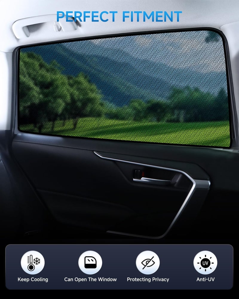 RSACET Car Window Shades for Toyota RAV4(2019-2025), 2-Pack Rear Window Sun Shades for Baby – Breathable Mesh, UV & Heat Blocker, Privacy Protection for Camping, Travel, Sleep & Nursing - Image 3